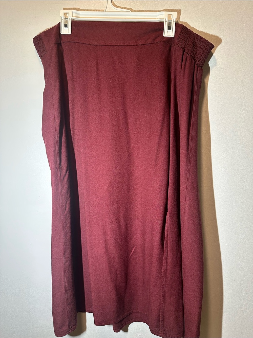 Old Navy Burgundy Maxi Skirt with Stretch Waist and Side Slit